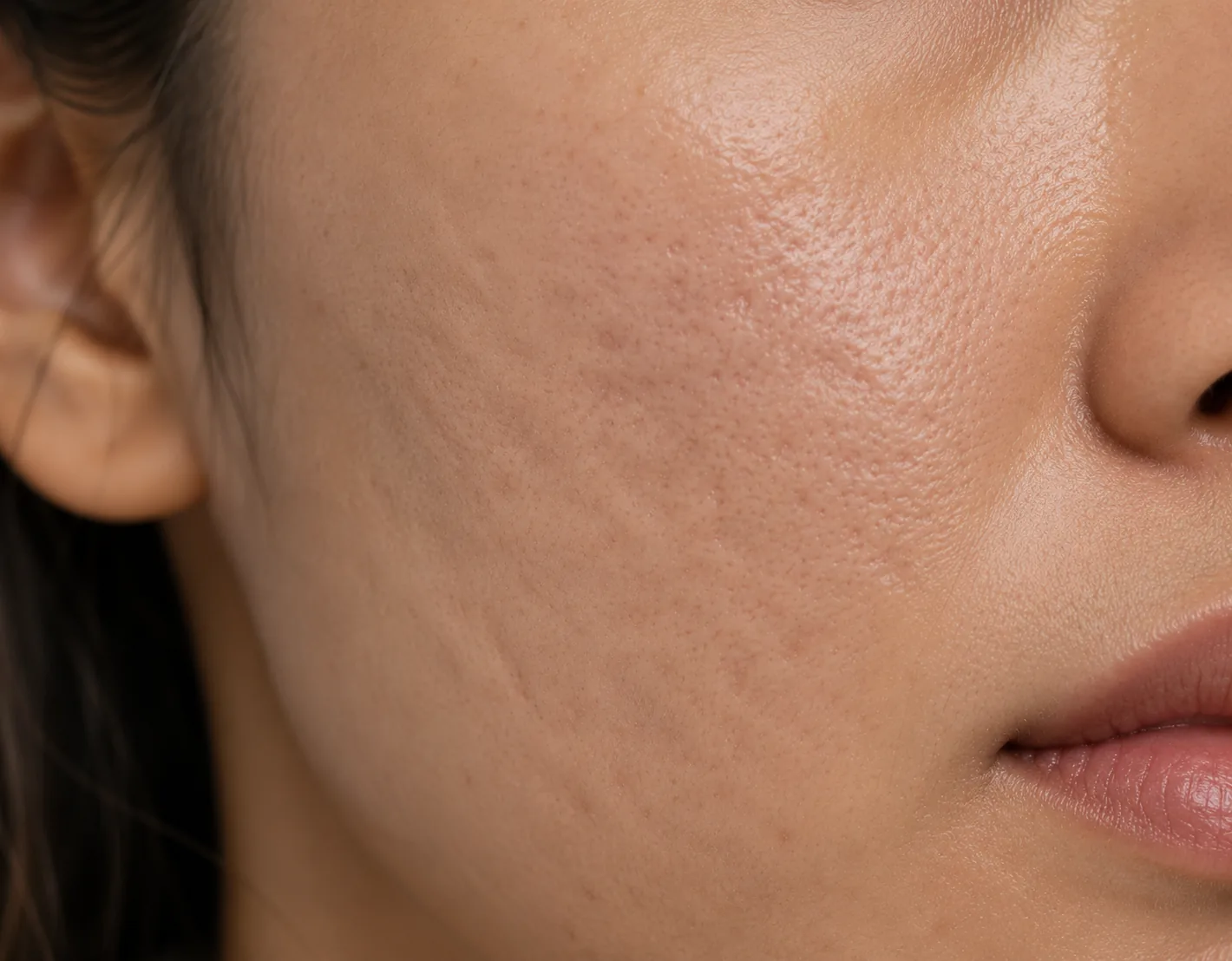 Close-up of uneven skin texture