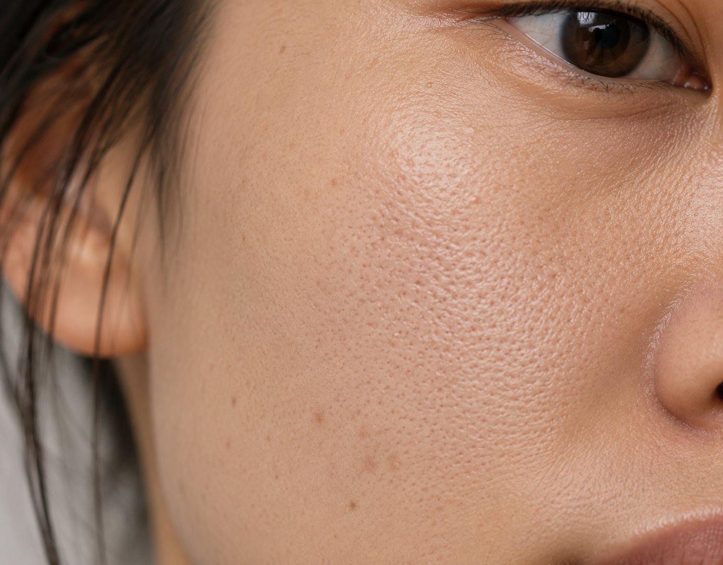 Close-up of enlarged pores