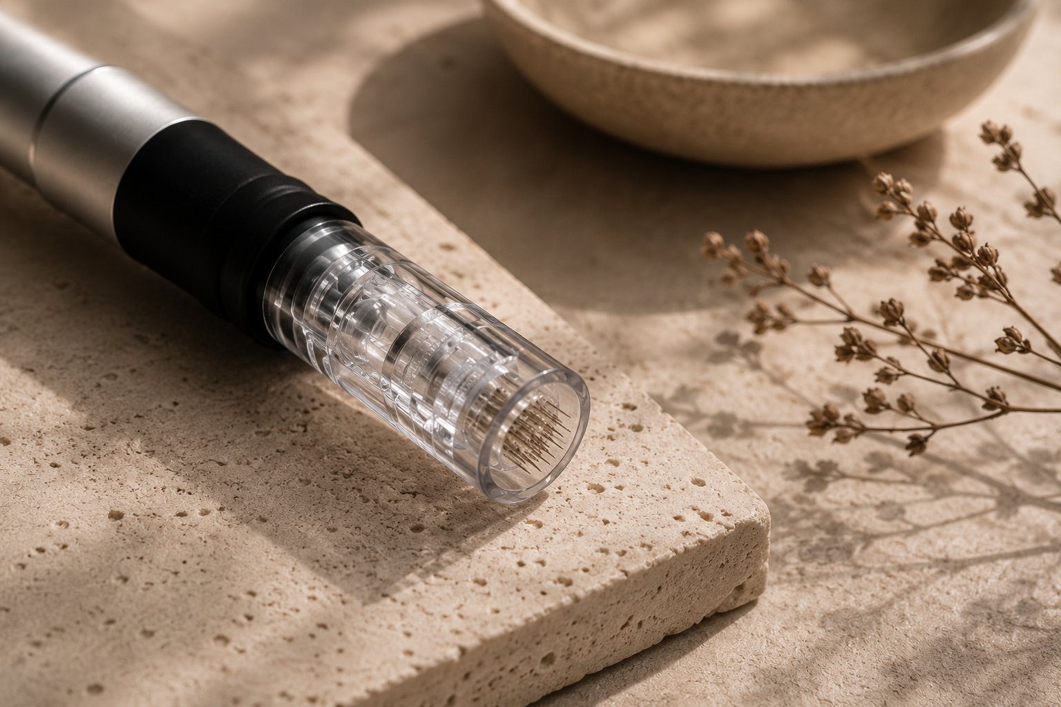 Skin needling tool and ritual textures